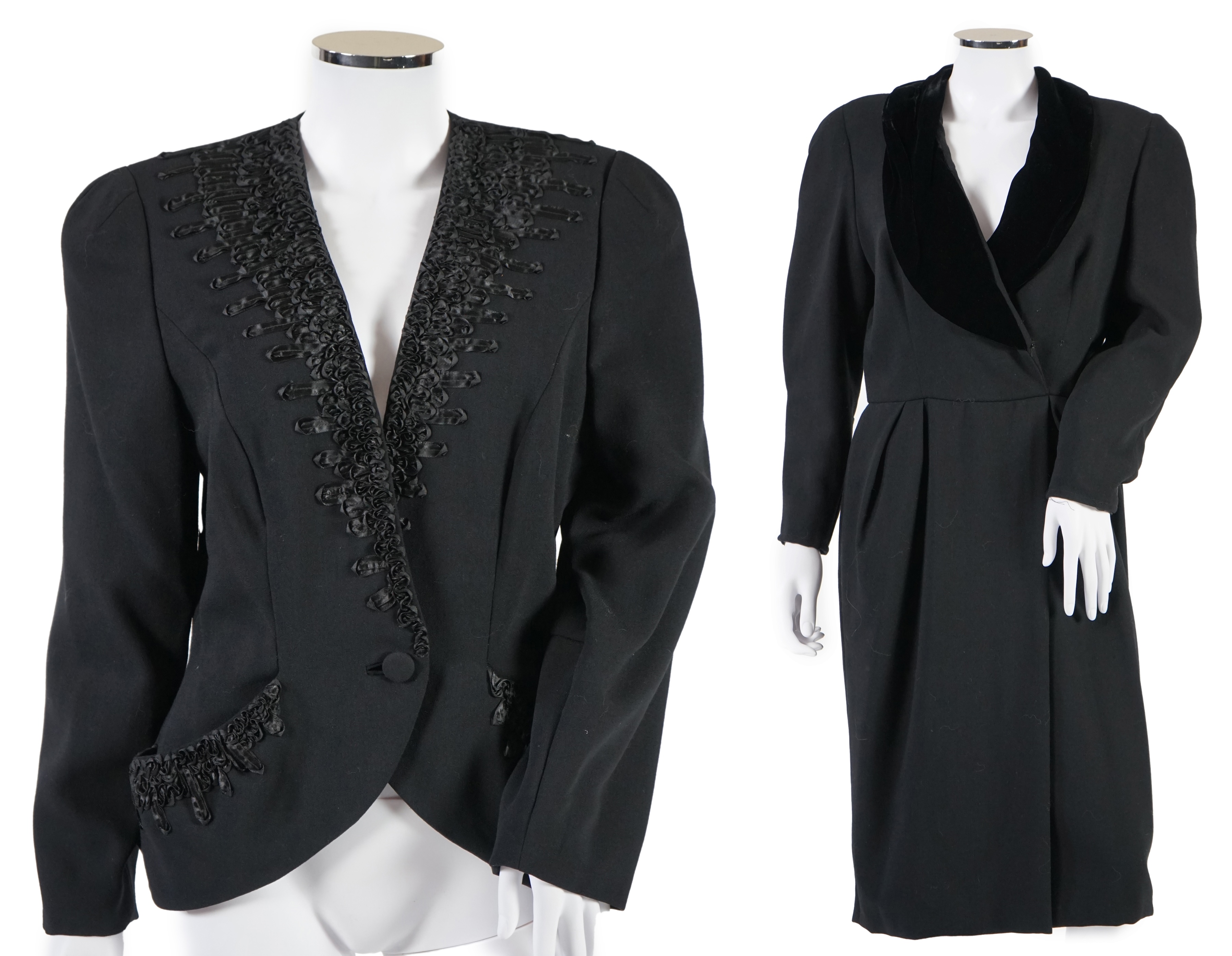 A Bruce Oldfield black evening dress and black bolero style jacket. Size 12-14 Proceeds to Happy Paws Puppy Rescue